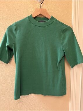 Maeve Green Short-Sleeve Ribbed Tee